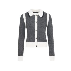 Gray And White Contrast Trendy Sweater